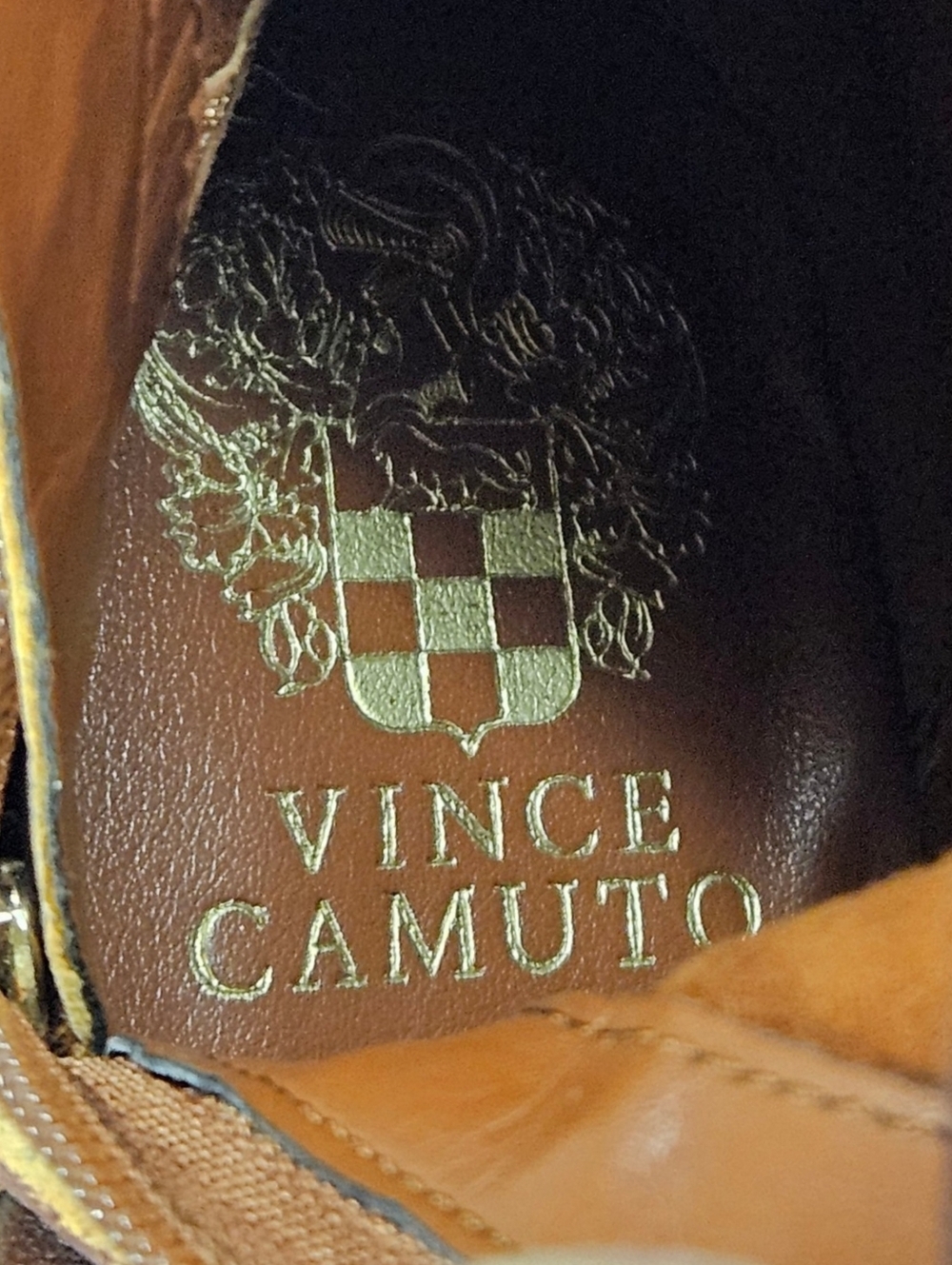 Vince Camuto Palley Embossed Leather Over The Knee Boots In Redwood Brown Sz 7.5 - Picture 11 of 12